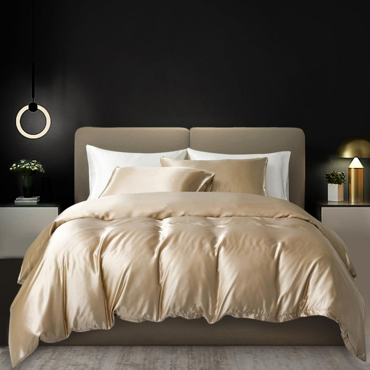 Satin Bettwäsche Set 200x200cm, 3-teilig, Gold, Luxus Gelb
