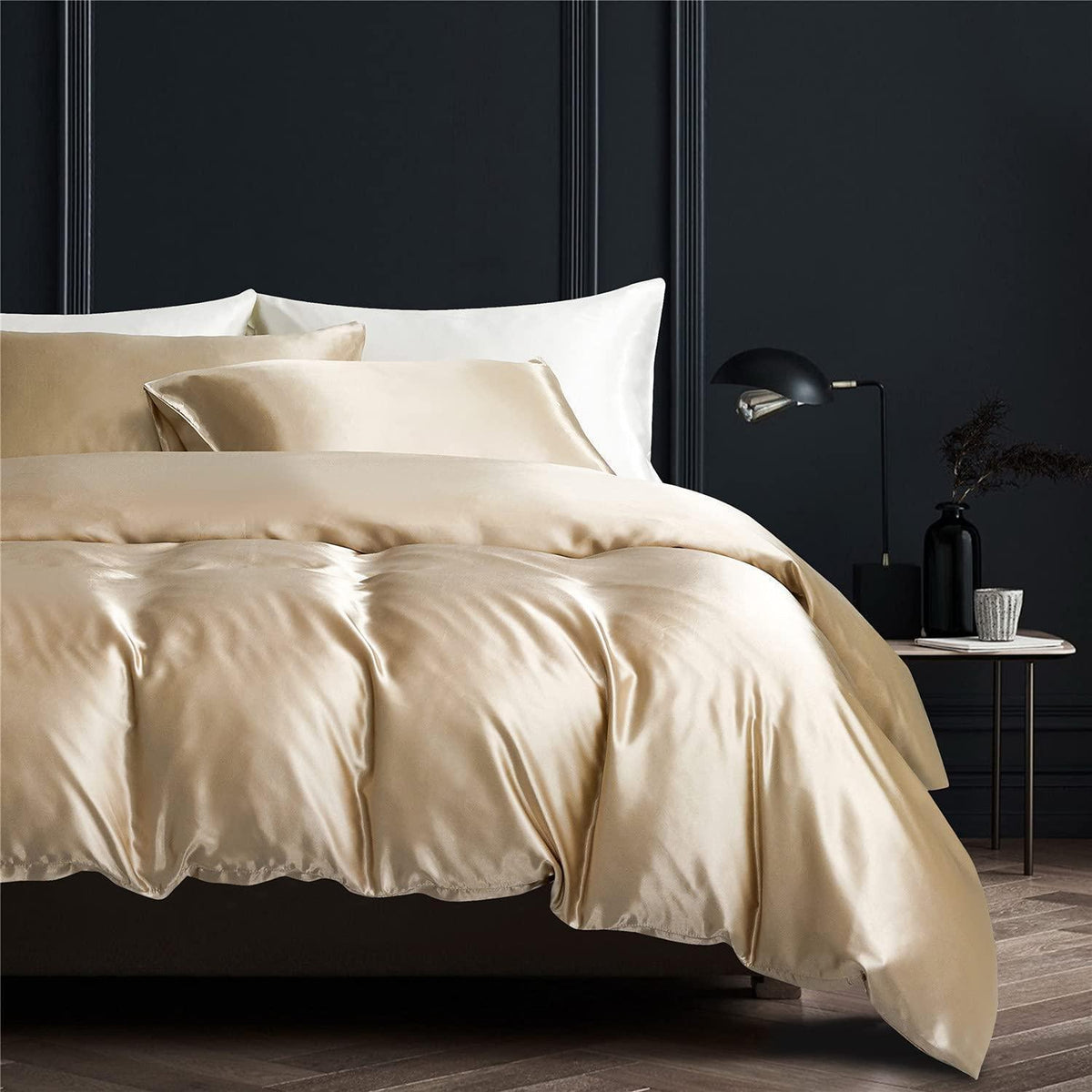 Satin Bettwäsche Set 200x200cm, 3-teilig, Gold, Luxus Gelb