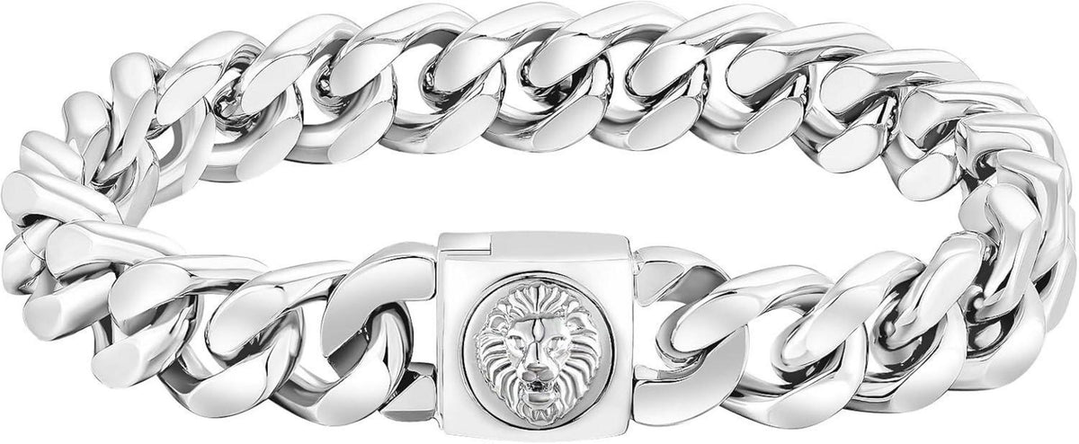 Hip Hop Herren Armband 18K Gold beschichtet Löwe Kopf Cuban Armband