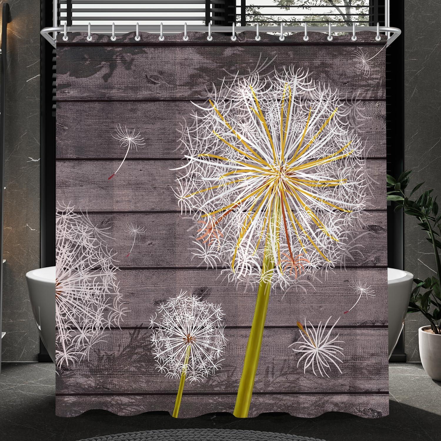 Duschvorhang Löwenzahn 180x180cm Antischimmel Wasserabweisend 12 Ösen