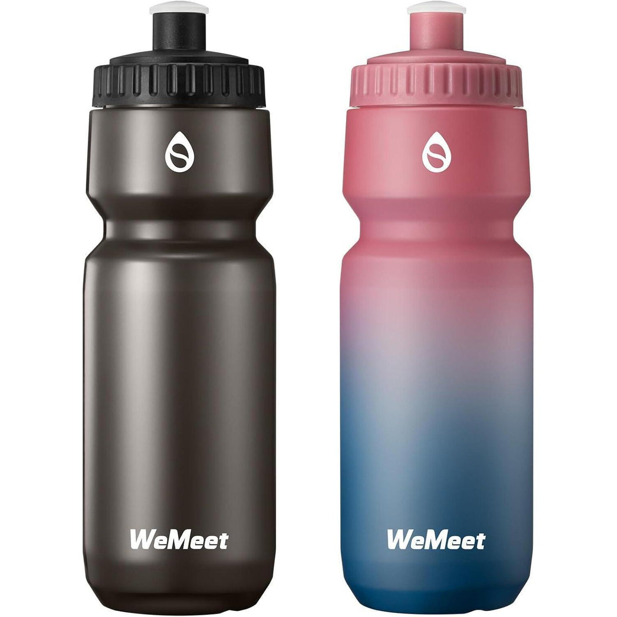 Mountainbike Trinkflasche 2er-Pack, 700ml, BPA-frei, Schwarz & Rot Blau