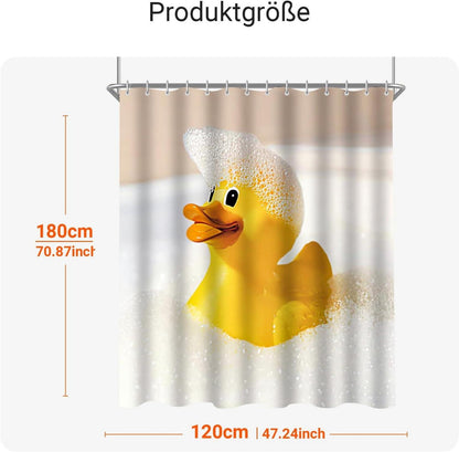 Duschvorhang Textil Gelbe Ente 120x180 cm Wasserabweisend Waschbar mit
