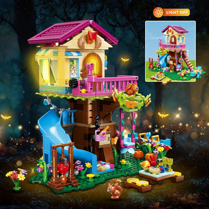 Baumhaus-Bauspielzeug mit LED-Licht - 618 Stück, 3-stöckiges