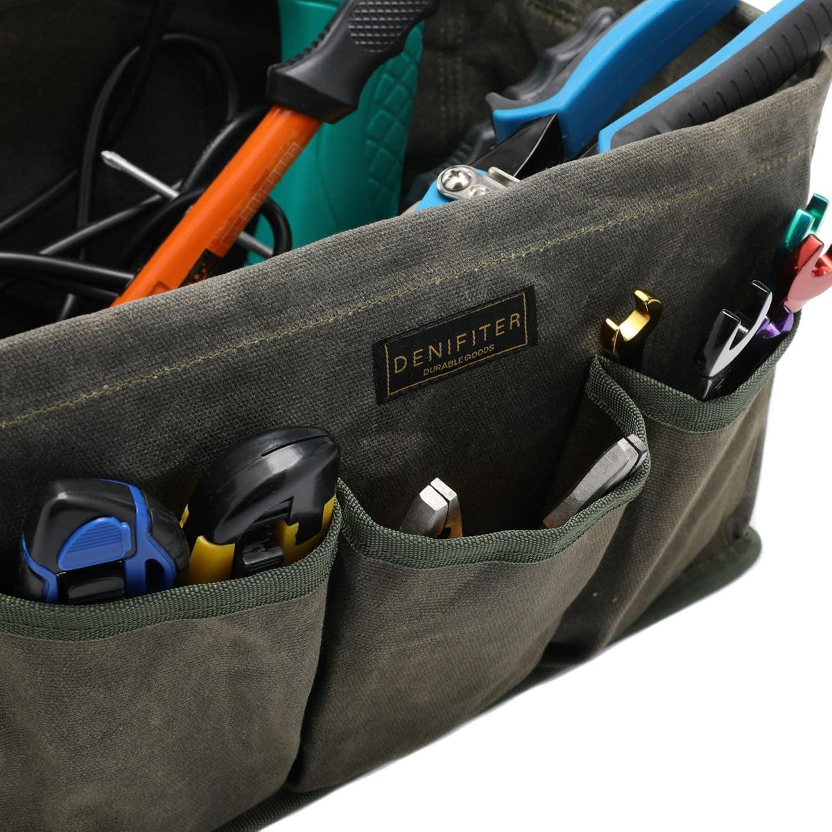 3er-Pack Werkzeugtaschen aus gewachstem Segeltuch, Khaki/Schwarz/Armeegrün