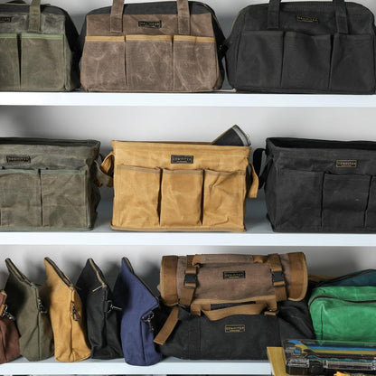3er-Pack Werkzeugtaschen aus gewachstem Segeltuch, Khaki/Schwarz/Armeegrün