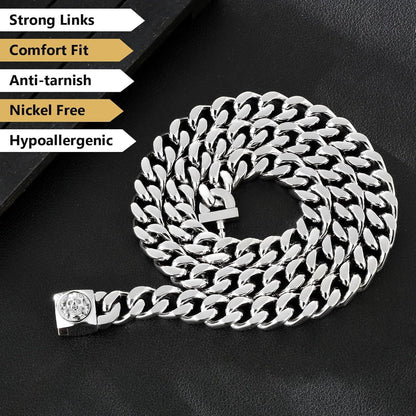 12mm Herren Panzerkette mit Totenkopf-Verschluss, Gold