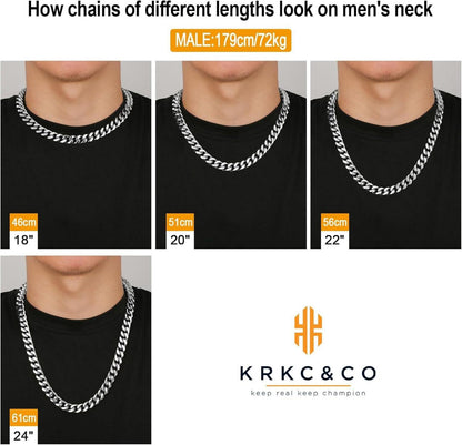 Herren Panzerkette 12mm Totenkopf-Verschluss Gold plattiert Cuban Chain