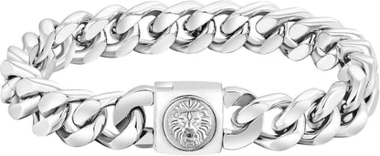 Gold beschichtetes Herren Armband mit Löwe/Totenkopf Verschluss