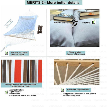 Mesh Hängematte mit Kissen und Baumgurten für Innen & Außen