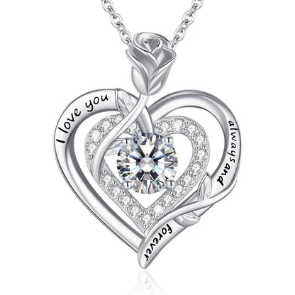 Moissanite Halskette Damen Silber 925 Herz Anhänger Valentinstag Geschenk