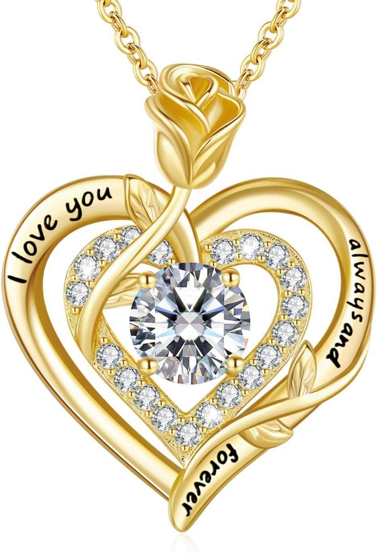 Moissanite Diamant Halskette Doppel Herz Rose Anhänger Schmuck