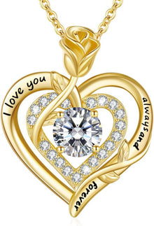 Moissanite Diamant Halskette Doppel Herz Rose Anhänger Schmuck
