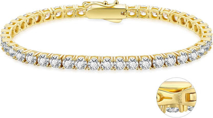Tennisarmband Silber 925 Zirkonia Kristall Iced Out 4mm 17.8cm