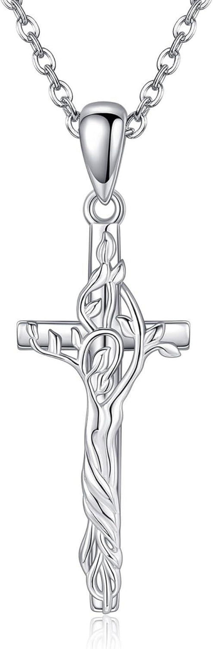 Kreuz Halskette Sterling Silber Baum des Lebens Anhänger 925