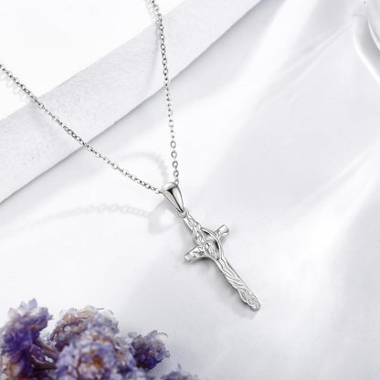 Kreuz Halskette 925 Sterling Silber Baum des Lebens Anhänger