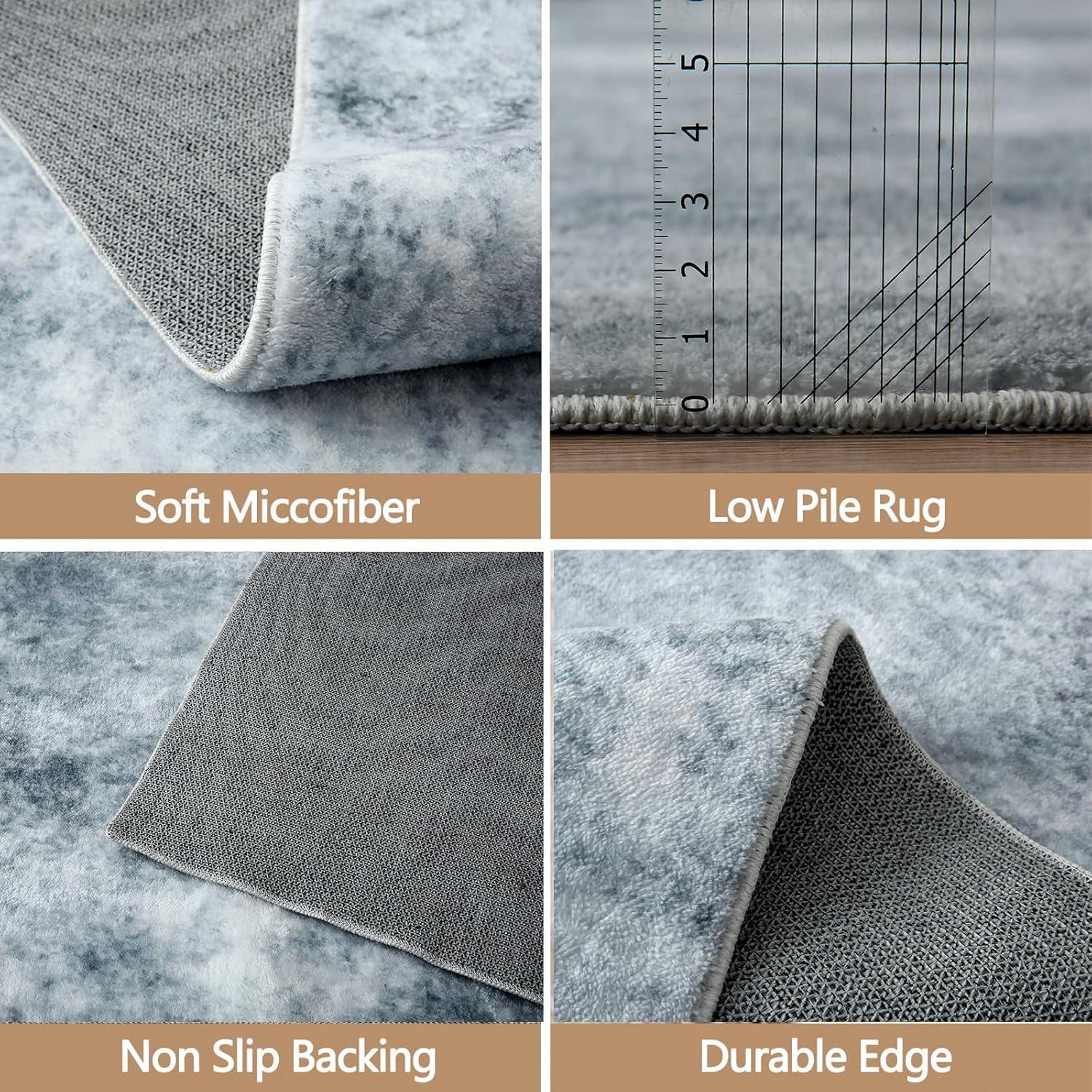 Hochflor Teppich Modern Design Groß Grau Weiß 120x160cm