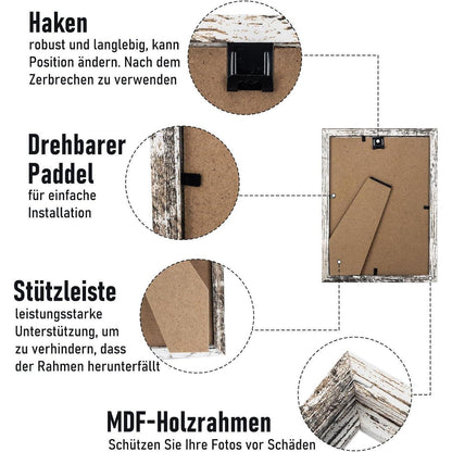 20er Set Bilderrahmen 13x18 cm Weiß MDF Acrylglas Hochwertig