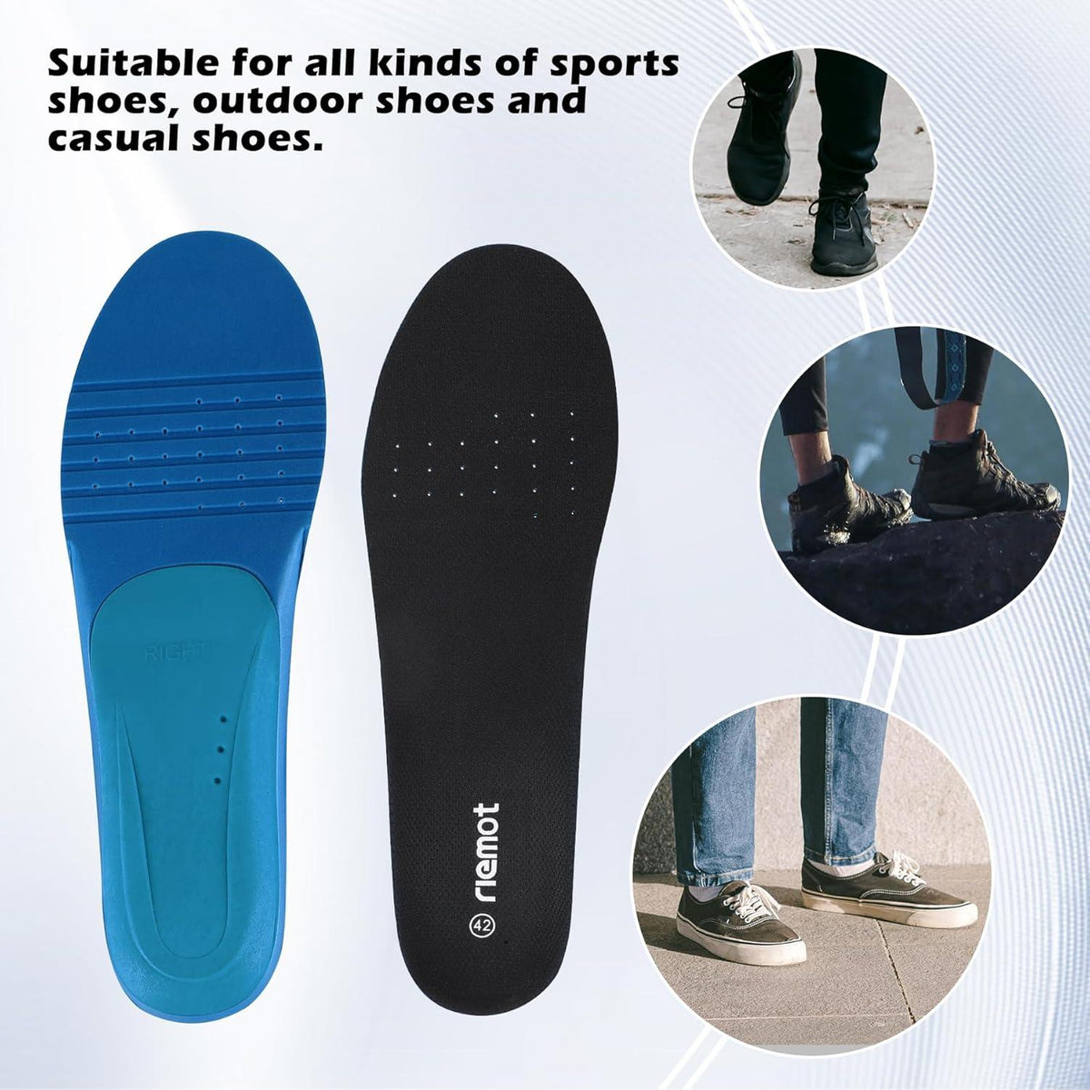Riemot Sport Komfort Einlegesohlen Arch Support Dämpfung Gr.36-47