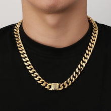 12mm Herren Panzerkette mit Löwe Verschluss, 18K Gold