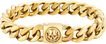 Herren Armband mit Totenkopf Gold Beschichtung 12mm, Cuban Armband
