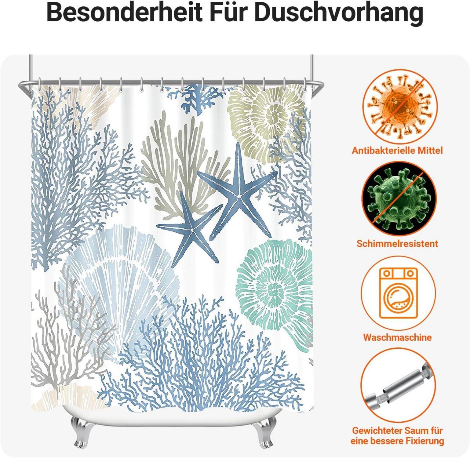 Duschvorhang Unterwasseralgen 180x180 Antischimmel Wasserabweisend 1er Pack