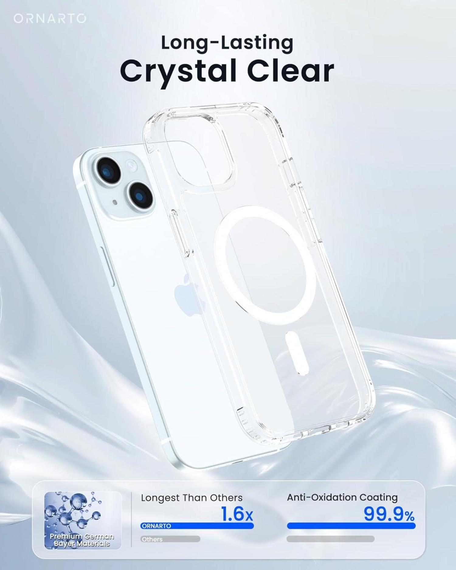 Transparente iPhone 15 Hülle mit MagSafe & Anti-Vergilbung