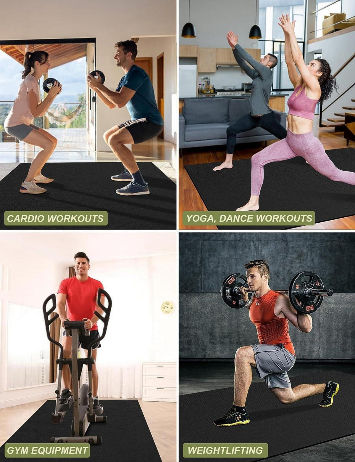Sportmatte Fitnessgeräte rutschfeste Bodenschutzmatte 213x152x0,7cm Schwarz