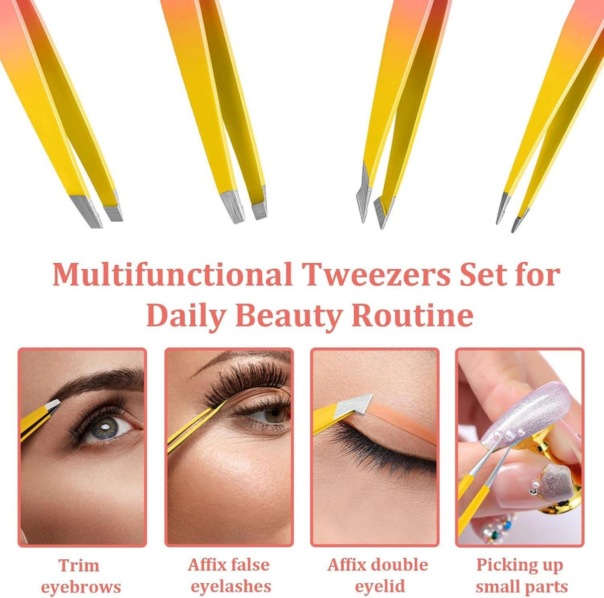 Pinzette Set 7-teilig Frauen Edelstahl Pinzetten Augenbrauen Makeup