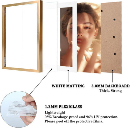 Egofine A5 Aluminum Picture Frame Display with Mats 2 Pack