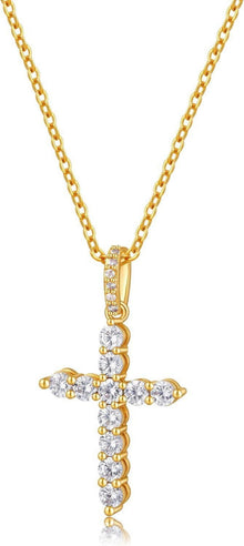 Zarte Kreuzkette mit Anhänger in Silber und Gold Mix