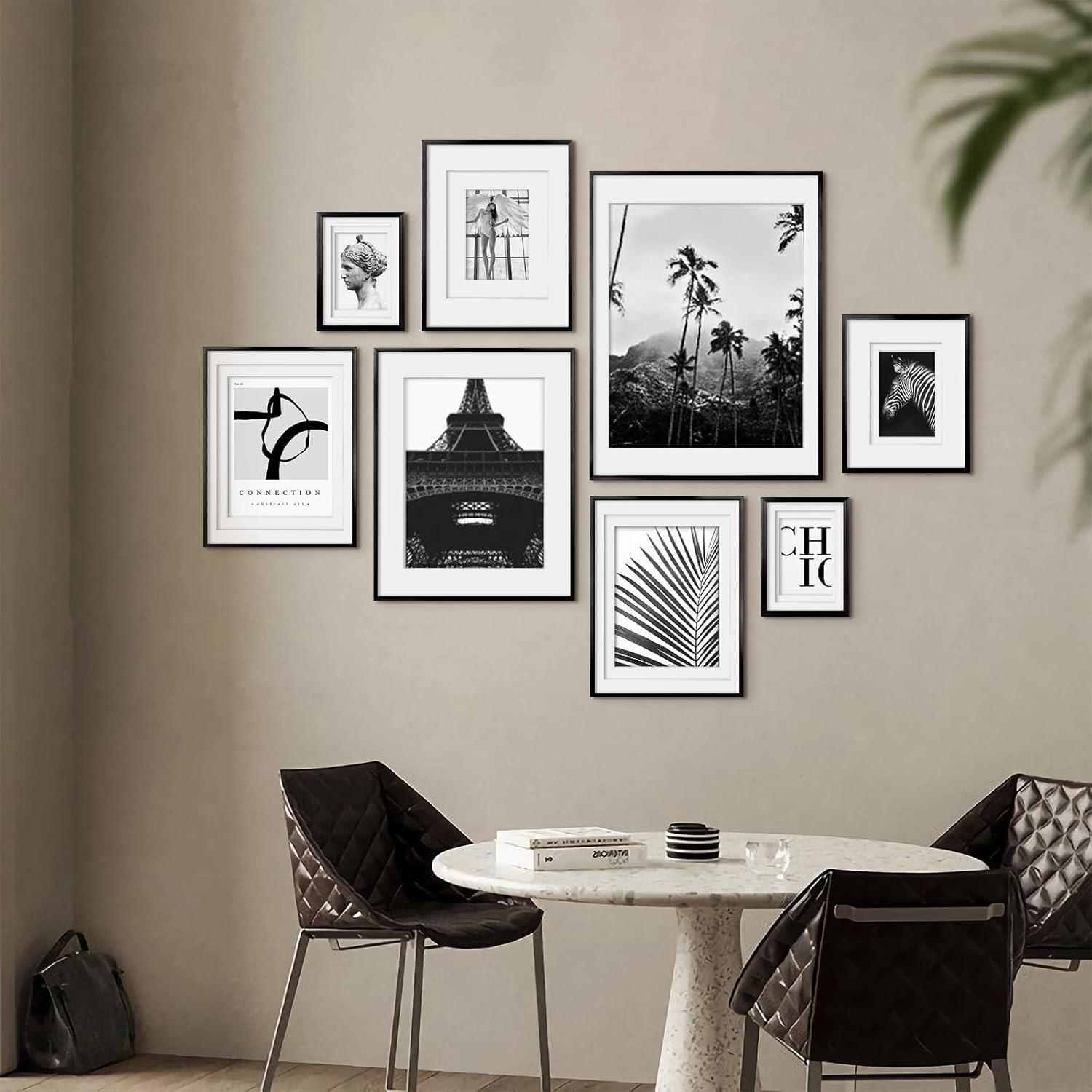 Egofine A4 Aluminum Picture Frame Black, Plexiglass, Tabletop and Wall Mount, 2 Pack