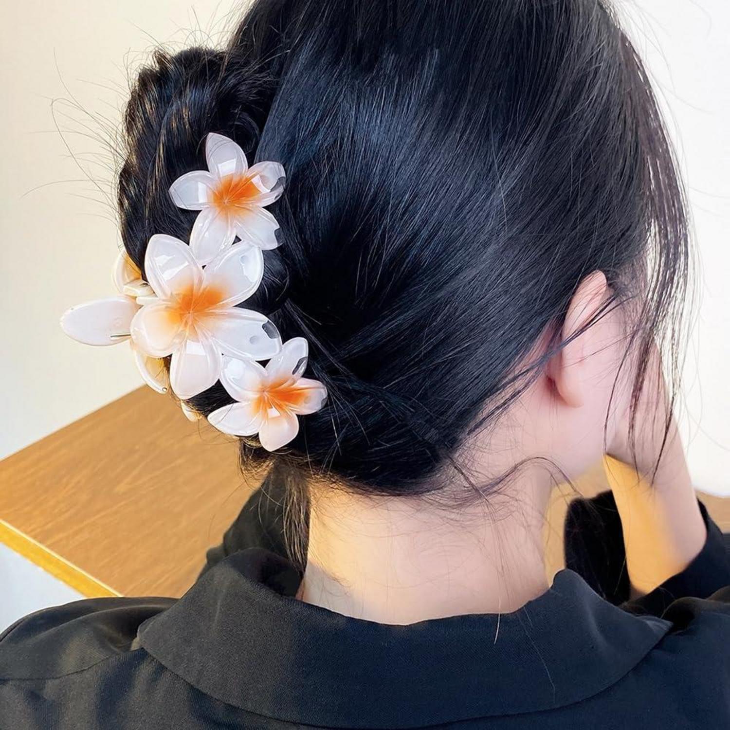 4er Set Blumen Haarklammern Acryl Damen Rutschfest Groß Haarspangen