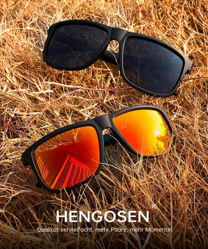 HENGOSEN Sonnenbrille Herren Polarisiert UV-400-Schutz Sports Fahren 2er Set