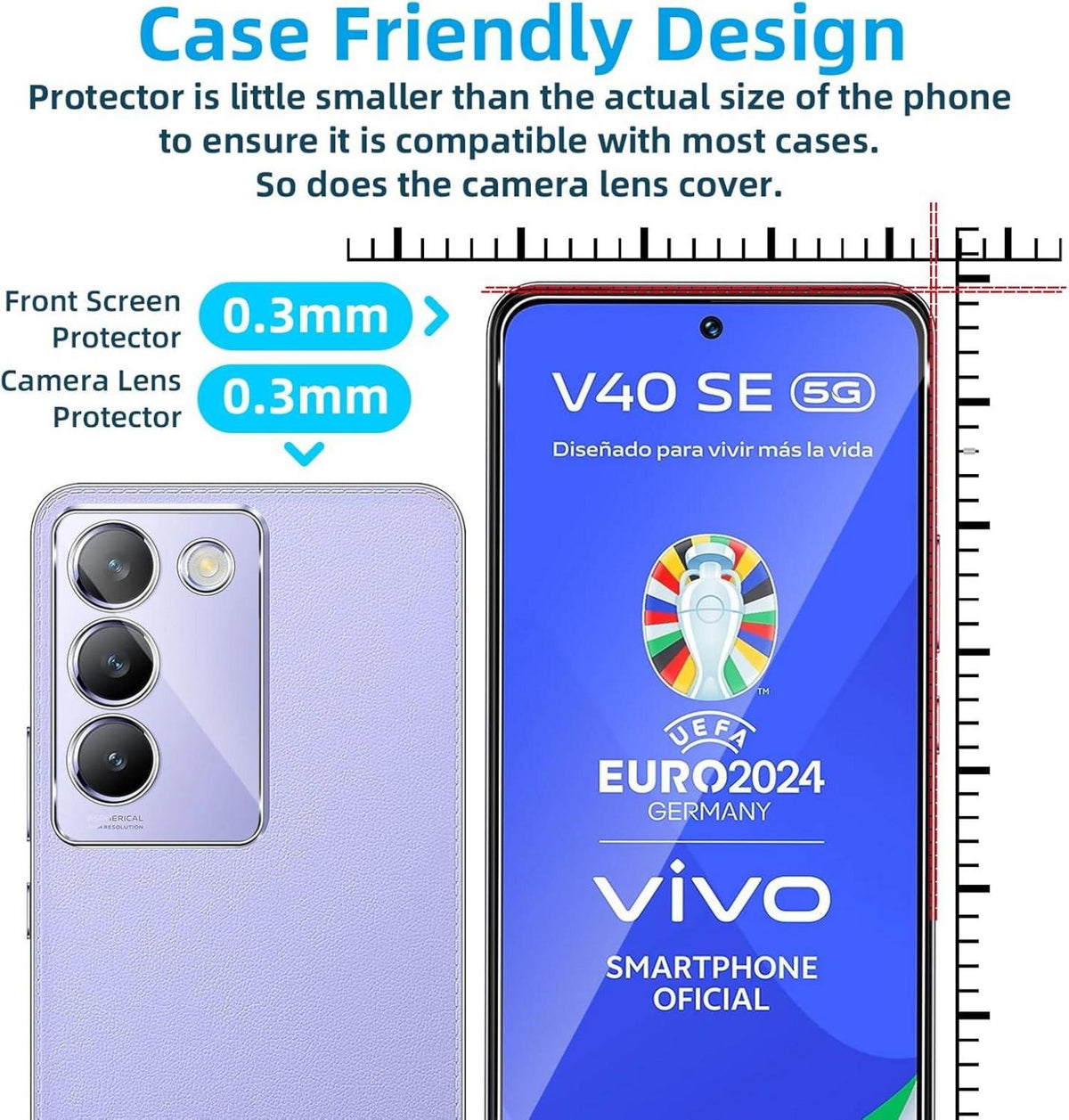 Panzerglas Displayschutz für VIVO V40 SE, 9H Härte, 2x Schutzfolie & 2x Kameraschutz, 0.33mm, Transparent
