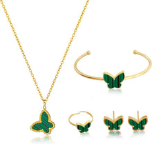 Schmetterling Schmuck Set für Damen Anhänger Halskette Ohrringe