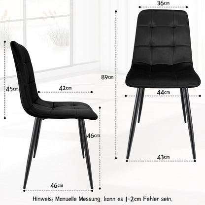 Gepolsterte Esszimmerstühle 4er Set, Samt & Metall Schwarz