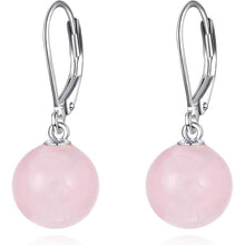 Perlen Ohrringe Sterling Silber mit Rosenquarz, Hängend