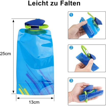 Faltbare Trinkflaschen 2er Set Schwarz für Reisen & Outdoor