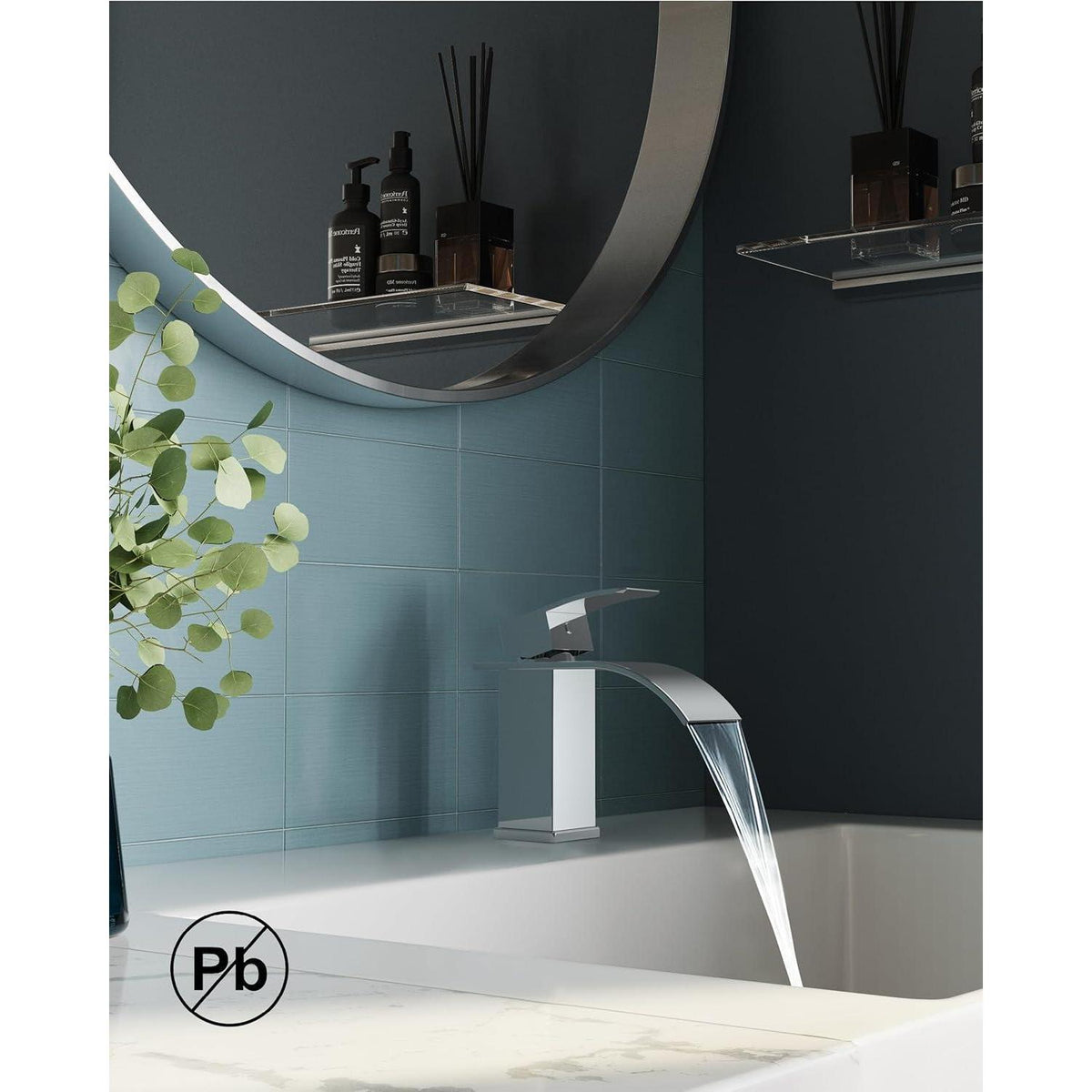 Wasserfall Waschtischarmatur mit Einhandmischer, Chrom, 80mm Auslaufhöhe