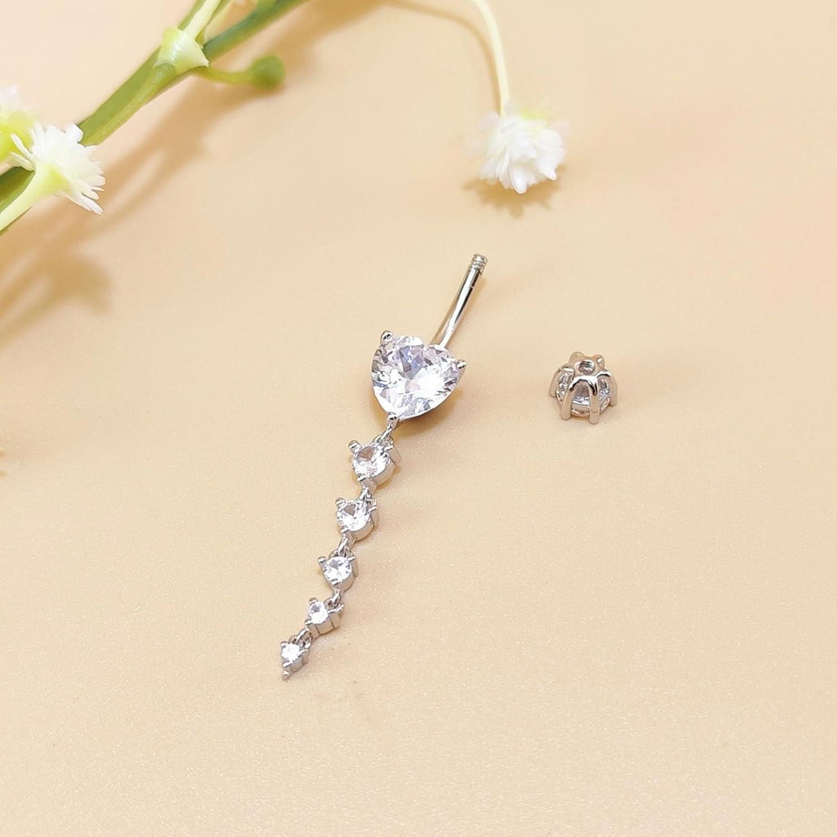 925 Sterling Silber Bauchnabelpiercing 10mm Zirkonia Damen