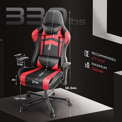 OneGame Gaming Chair Ergonomischer Computerstuhl Racing Style Gamer Stuhl Schwarzrot