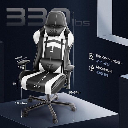 Ergonomischer Gaming Chair mit Kopfstütze und Lendenwirbelstütze