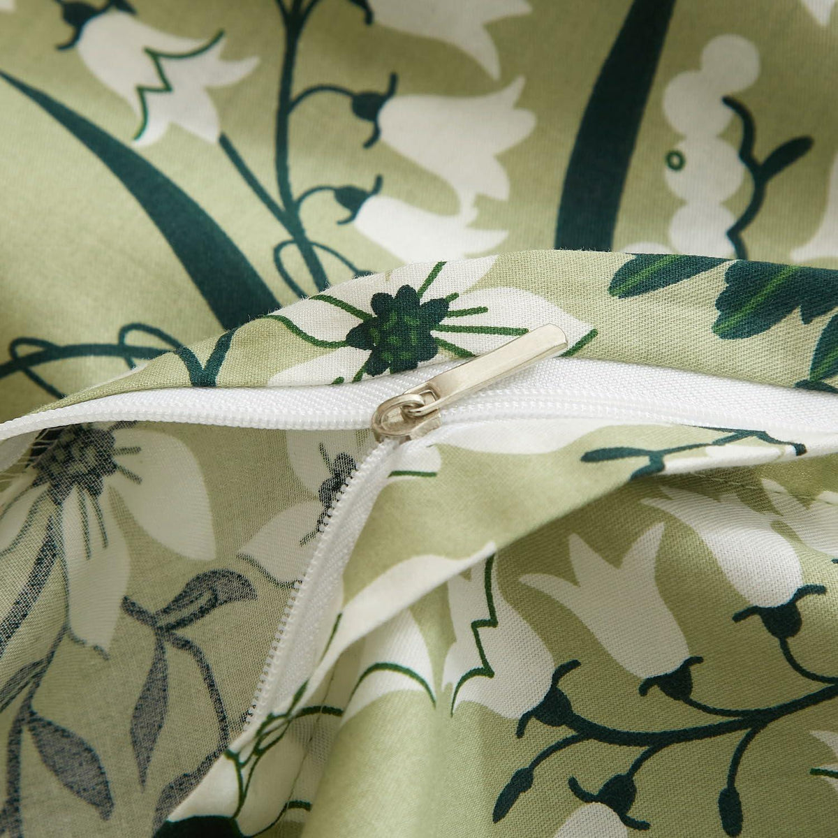 Blumen Bettwäsche Set 200x220 Baumwolle Grün Weiß Floral