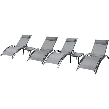 Aluminium Sonnenliege XXL Set mit Beistelltisch und