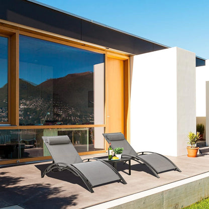 Aluminium Sonnenliege XXL Set mit Beistelltisch und