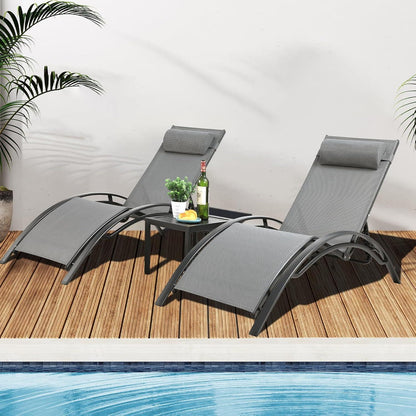 Aluminium Sonnenliege XXL Set mit Beistelltisch und
