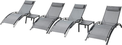 Aluminium Sonnenliege XXL Set mit Beistelltisch und