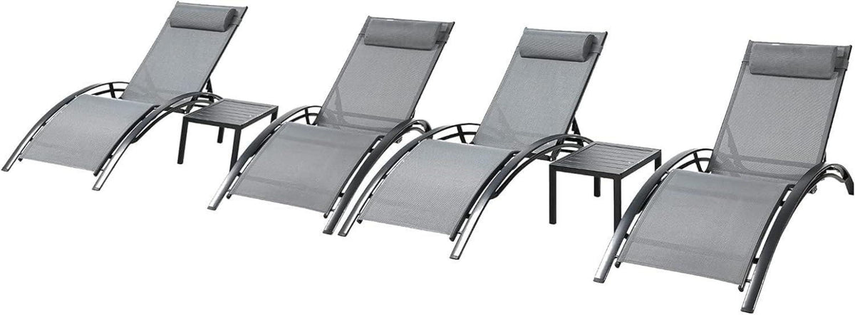 Aluminium Sonnenliege XXL Set mit Beistelltisch und