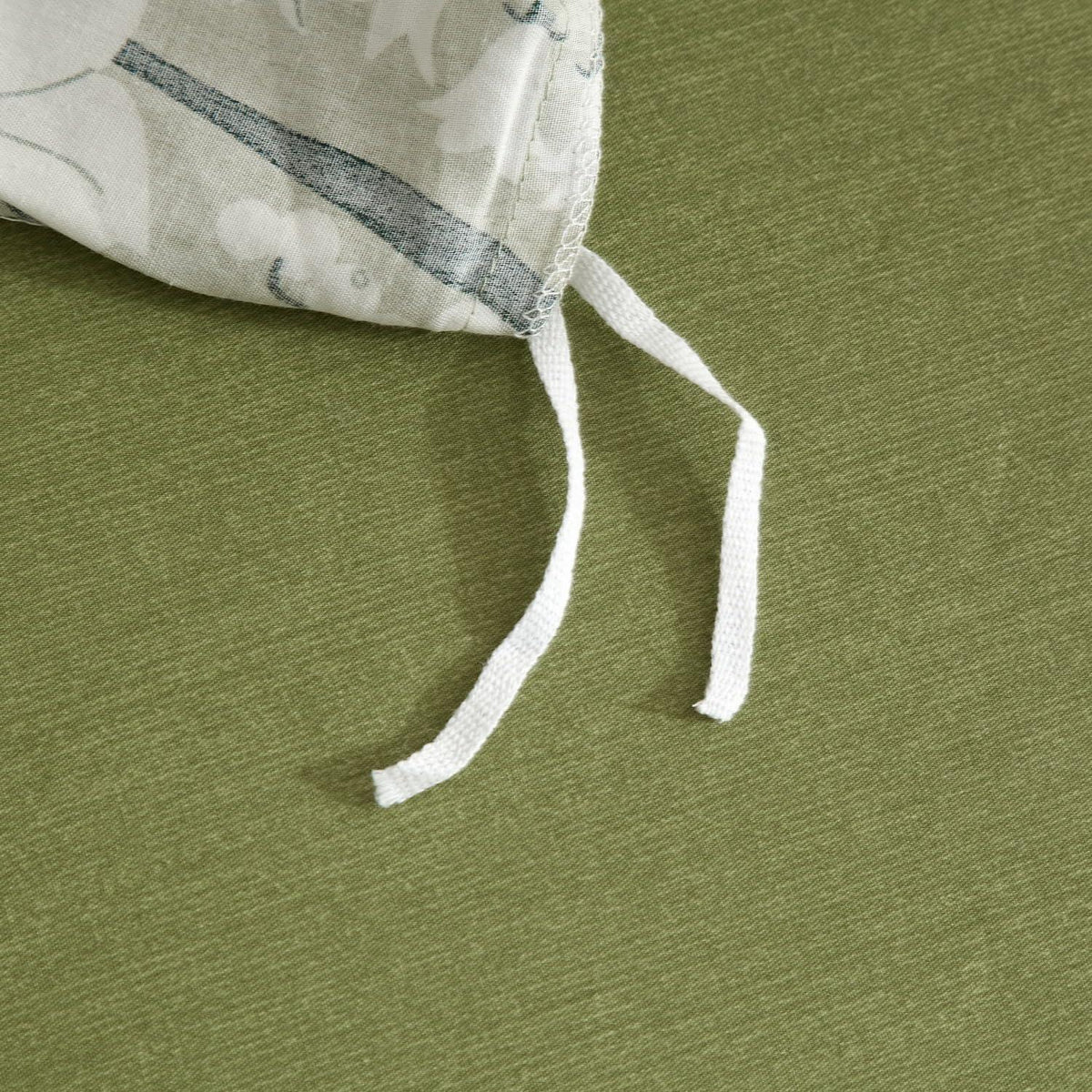 Bettwäsche-Set 135x200 cm, Baumwolle, Grün-Weiß Blumenmuster