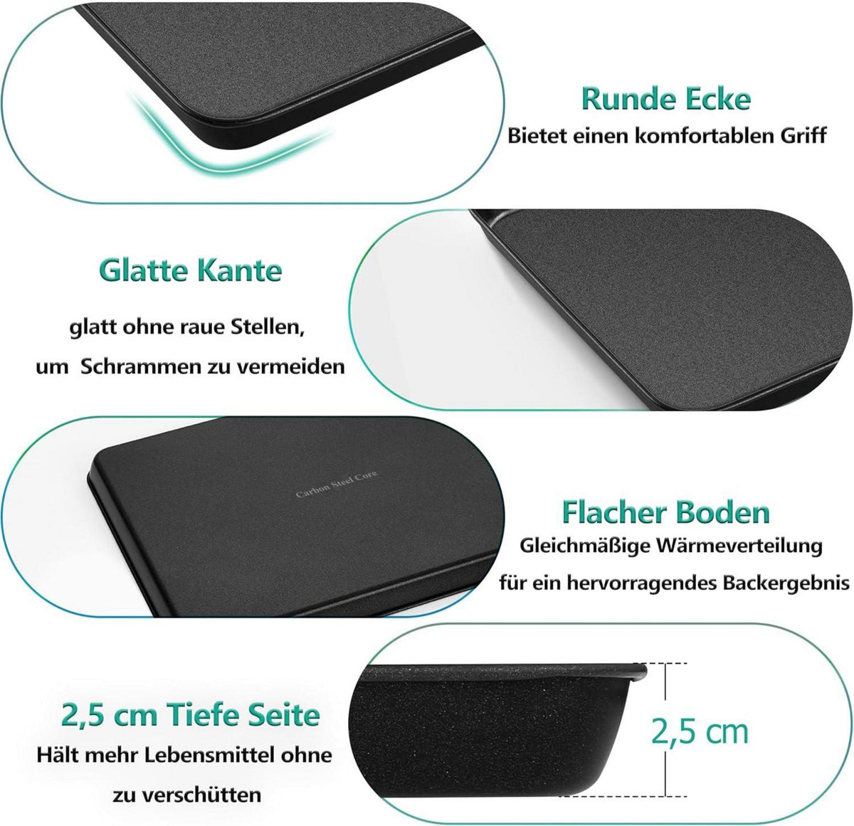 Rechteckiges Ofenblech mit Antihaftbeschichtung 31,5 x 24,3 x 2,5 cm